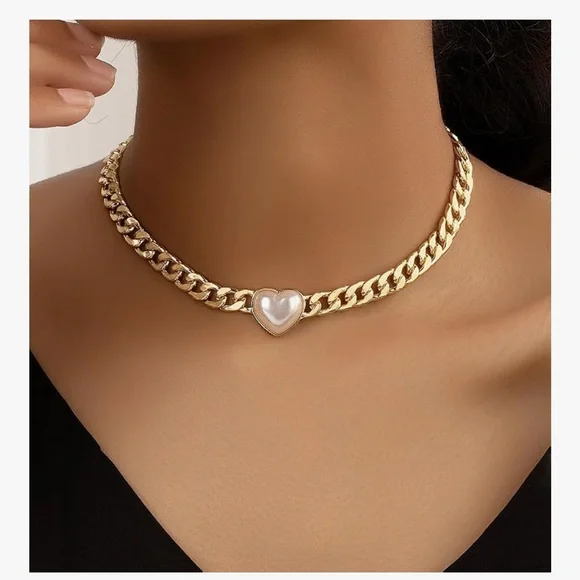 🆕 Heart Necklaces for Women Heart Choker Cuban Link - Picture 4 of 5